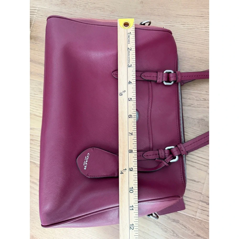 Coach Nancy Peyton Satchel Handbag Saffiano Professional Leather Berry Pink Chic